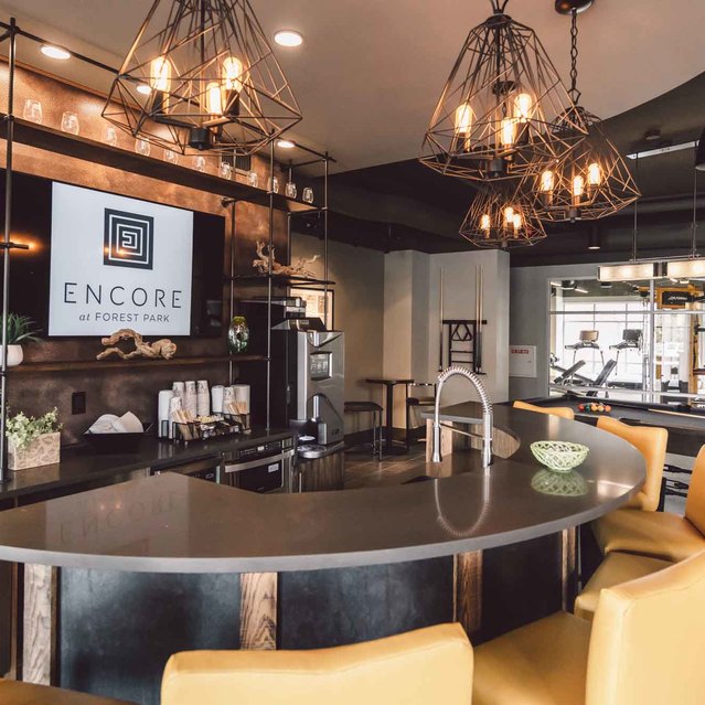 Encore at Forest Park - Modern Bar With Black Countertop